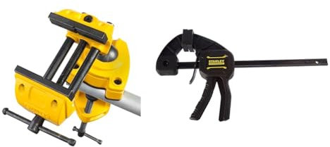 Stanley 1-83-069 etau d'Établi Sur Rotule - Ecartement 75 mm 25 kg & Fmht0-83232 Serre-Joint M 150 Gamme FatMax - Travaux De Précision - Patin De Protection Amovibles - Rainure En V