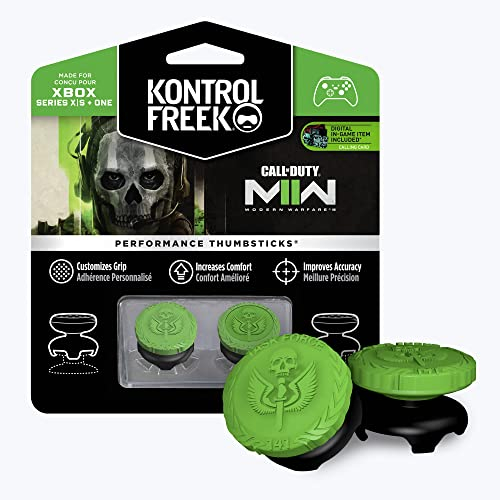 KontrolFreek Call of Duty: Modern Warfare II Performance Thumbsticks für Xbox One und Xbox Series X | 2 High-Rise, Hybrid/Flat | Schwarz/Grün