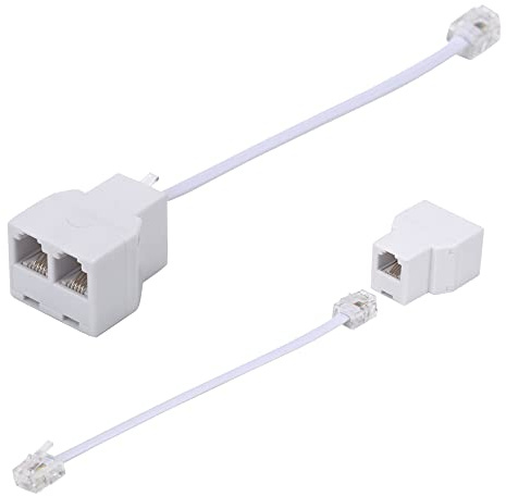 Ubramac Phone Line Splitter,Telephone Splitter,with RJ11 6P4C Plugs,Suitable for Telephone,Fax Machine,White 2-Pack