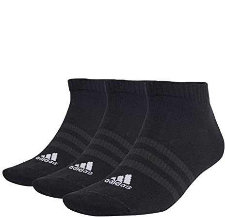 adidas Mixte Thin and Light Sportswear Low-Cut Socks 3 Pairs, Black / White, 13-14.5