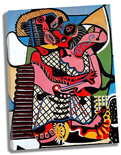 Lasite Pablo Picasso《Der Kuss》Leinwandbilder Kunstdruck Bilder Reproduktion Leinwanddruck Bilder Leinwand Gemälde Wanddekoration fertig zum Aufhängen（40x52cm） 16x20inch,Gerahmt
