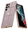 Teageo Compatibile per Samsung S22 Ultra 5G, Ragazze con Motivo a Cuore Carino Protezione per Fotocamera Elettrolitico Morbido Protettiva Cover per Samsung S22 Ultra 5G, Sakura viola