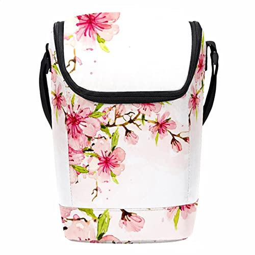 Spring Tree Branch - Lonchera reutilizable con diseño de flores rosas, lonchera vertical grande con correa ajustable para el hombro