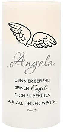 Herz & Heim® LED Kerze als Trauerkerze mit Namen und Daten für Kondolenz Engel