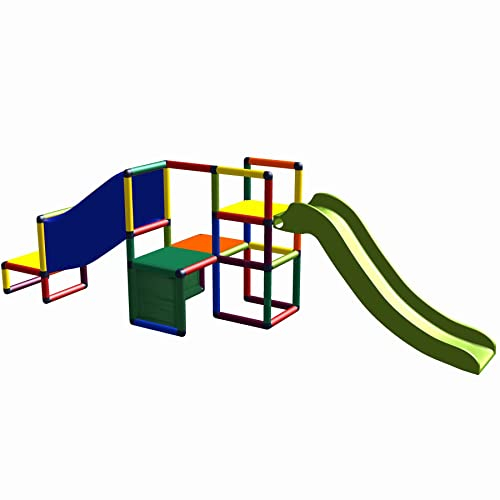 move and stic - Sporty Spielturm mit Krabbeltunnel und Mas Rutsche für den Garten oder das Kinderzimmer 6353