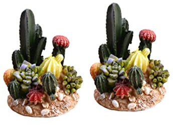 Yardenfun Spielzeug 2 Stück Puppenhaus-Zubehör Bonsai-Pflanze Miniaturpflanzen Miniatur-Kaktus Gartenskulptur Hawaii-Pflanzenstatue Kaktus Mikrolandschaft Kaktusmodell Kaktus Kunstharz