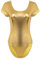 iEFiEL Damen Metallic Body Lackleder Bodysuit Catsuit Wetlook Jumpsuit Langarm/Kurzarm Turnanzug Ballettbody Trikotanzug Tanzkostüm V Gold XXL
