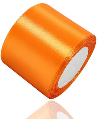Satinband Orange 75mm, 22 Meters Dekoration Geschenkband breit Schleifenband, Stoffband für Hochzeit, Taufe und Geburtstag Geschenke