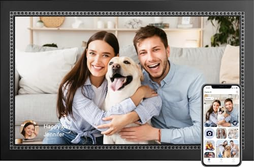Anna Bella 15.6 Inch Digital Photo Frame Wall Mountable Large Digital Picture Frame Full HD Touchscreen Smart Cloud Photo Frame with 32GB Storage, Easy Setup to Share Photos or Videos via AiMOR APP