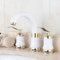 Rubinetto per lavabo da bagno a 3 fori con doppia maniglia per acqua calda e fredda, bianco e oro (bianco)