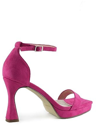 Azarey - Sandalias de tacón alto con plataforma fucsia - Sandalia de tacón alto con detalles elegantes (Fucsia - 35)