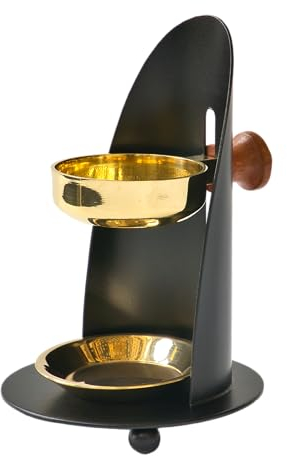 Original Crottendorfer Räucherkerzen - Weihrauchbrenner aus Messing in Schwarz - höhenverstellbares Räuchergefäß - Made in Germany