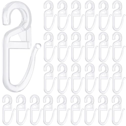 100 Stück überklipshaken Glasklar Hochwertige Robust Stabil und Langlebig Gardinenhaken für Ringe zum Einhängen Curtain Hooks Kräuselband Haken Faltenlegehaken Gardinenringe Gardienenklammer