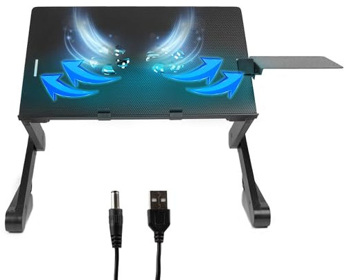 Duronic DML141 Soporte para Ordenador portátil, Mackbook con Ventilador USB y Plataforma para ratón | Base Regulable con Diferentes ángulos | 6 Patas articuladas | Corrige tu Postura de Trabajo