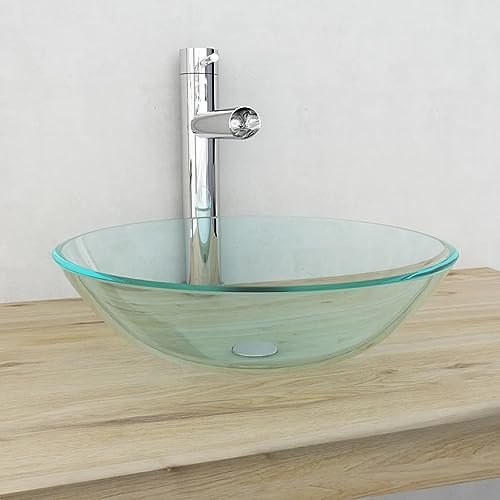 GuyAna Waschbecken gehärtetes Glas 42 cm transparent Handwaschbecken FüR Badezimmer