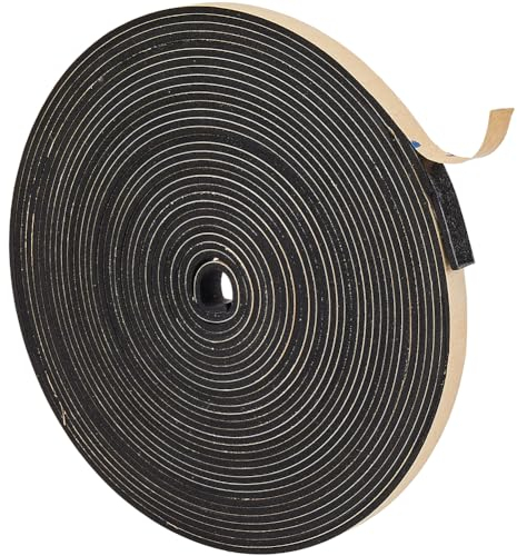 GORGECRAFT 10m*10mm*2.5mm Foam Insulation Tape Self Adhesive Black Soundproofing Weather Stripping Cooling Air Conditioning Seal Strip Weather Strip for Doors Windows Sports Equipments
