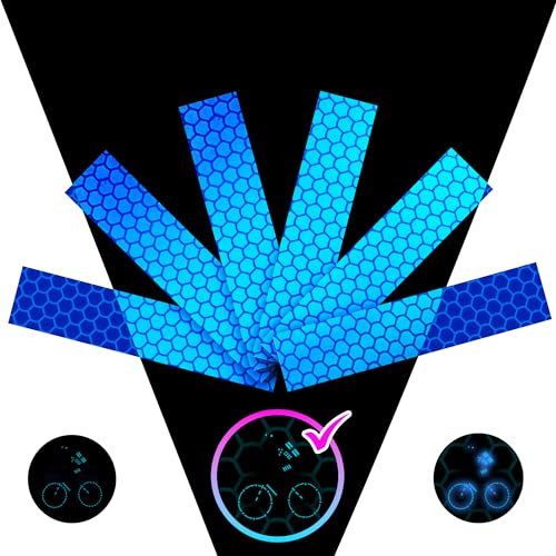 LOOM Reflektoren Fahrrad Set (6 Stk Prism Blau) | Reflektierende Aufkleber für Fahrrad, Helm & Auto | Wasserdichte Reflektoren Folie für Garage & Kinderwagen | Hohe Sichtbarkeit