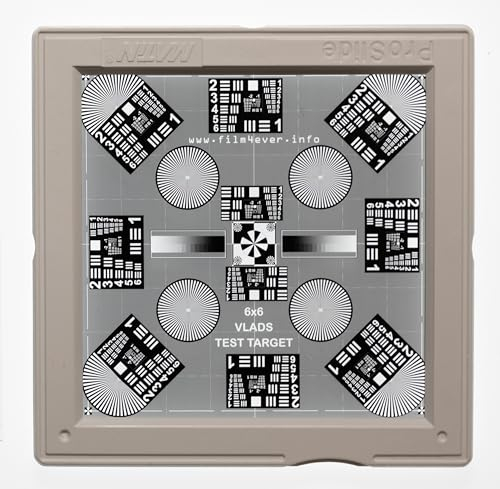 6x6 MF Slide von Vlads Test Target in 70x70 mm, GEPE-Halterung für Kamera-Scan-Tune-Up, Digitalisieren Sie Ihre unbezahlbaren Dias und Negative mit höchster Schärfe und Treue