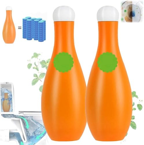 Bowling Blue Bubble Toilet Bowl Cleaner,Automatic Long-Lasting Toilet Bowl Cleaner in Bottle,Toilet Fresheners Deodorizing & Descaling,Toilet Cleaner for Cistern Prevents Limescale (2 Pcs)