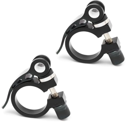 HSIXHAF 2 pcs Abrazadera Bici, Abrazadera Sillin Bicicleta, Bike Cierre Sillín, Cierre Tija Sillin, Abrazadera Poste de Asiento Bicicleta Aleación Rápida Aluminio para Poste de Asiento 31.8 mm,negro