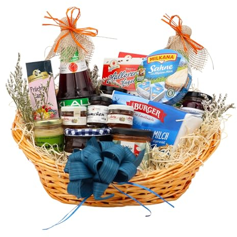 Bürofrühstück vegetarisch für 6 Personen | Stilvoll dekorierter Korb | Perfekt für ein gemeinsames Frühstück und Team-Meetings