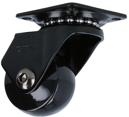 MS Beschläge moderne schwarze Möbelrolle Design-Möbeltransportrolle 360° drehbare Anschraubplatte Polyurethan Lenkrolle kugelgelagert (Ø 35mm, 1)