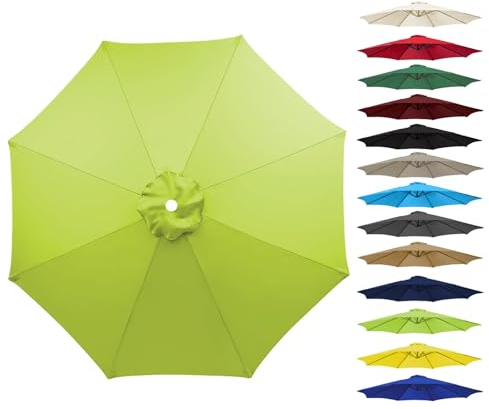 2.7 M Ersatz-Sonnenschirm-Überdachung, 3.0M,Baldachin Abdeckung Outdoor Markt Tisch Schirm Schirm Baldachin Regenschirm Ersatz Stoff,Terrassenschirm-Sonnenschutz-Abdeckung 6Rippen/8Rippen ( Color : Gr