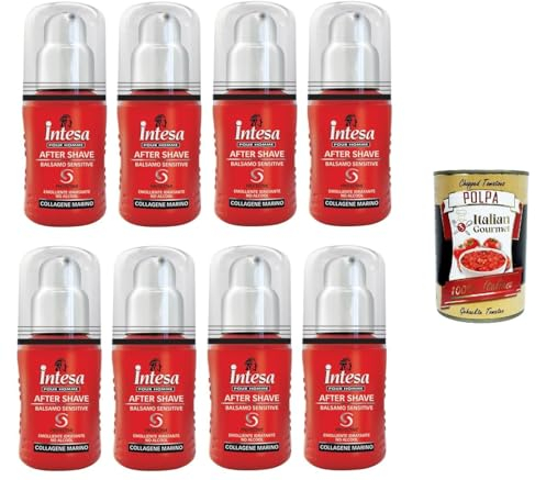 Intesa Pour Homme After Shave Balsam Sensitive,Balsamo Dopobarba Feuchtigkeitsspendend, Ohne Alkohol 8x100ml + Italian Gourmet polpa 400g