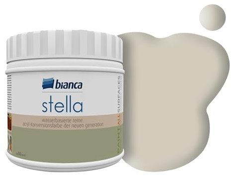 Bianca Stella Möbelfarbe Ohne Schleifen für Küche & Bad, Cappuccino, Glänzend, 500ml, Wasserbasiert, Möbellack für alle Oberflächen, Holzfarbe, Fliesenfarbe, Metallfarbe & Renovierfarbe