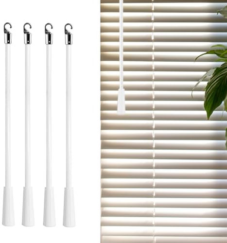 4 pezzi di ricambio per bacchetta cieca con gancio, in fibra di vetro, bacchetta per tende verticali (4, 91,4 cm)