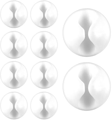 Xinjoduz 10 PCS Mini Cable Clips, Desk Wire Tidy Clips for Cords Self Adhesive USB Cable Management Clips Sticky Phone Cord Holder for Nightstand Wall Desk Home Office Car Cubicle, White
