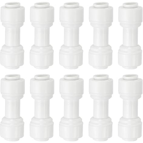 PATIKIL Water Purifier Straight Union Connector 1/4 OD to 1/4 OD, 10 Pcs Quick Push to Connect Tube Fittings for RO/DI Reverse Osmosis Water Filter Purifier Plumbing System, White