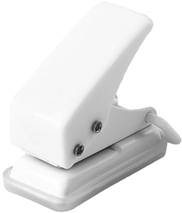 Weiß Mini Einzellocher,Tragbarer Locher Einzelloch mit 10 Blatt Stanzkapazität,Einloch Locher 6mm Loch,Einfache Reinigung Locher Mini,Taschenlocher für Manuelles Heimwerken Dateibindung