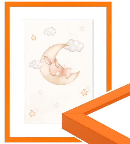 WANDStyle Bilderrahmen für Kinderzeichnungen, Orange Kinderbilderrahmen 13x18 cm, Bilderrahmen Kinder, Wechselbilderrahmen 18x13 cm, Kinderzeichnungen aufbewahren, Rahmen - Made in Germany H950