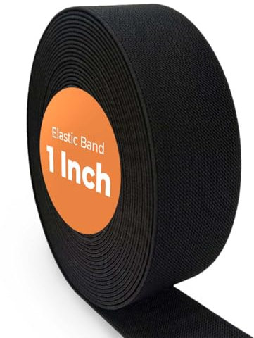 ZIBELL Elastic Bands for Tailoring, Sewing Elastic for Pants and Clothes, High Elasticity Knit Spool, DIY Projects (Black, 1 Inch, 10 Meters)