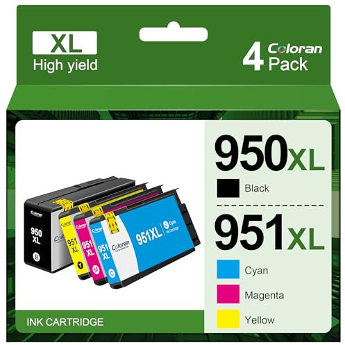 Coloran 950 XL 951XL Kompatible Patronen für HP 950 951 XL Multipack druckerpatronen für HP Officejet Pro 8600 Patronen 8610 8100 8620 276dw 251dw 8615 8640 (Schwarz Cyan Magenta Gelb, 4-Pack)