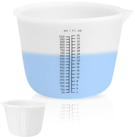 APOMOONS Silikon Messbecher 1L, Wiederverwendbare Mischbecher Epoxidharz, Silikonbecher zum Gießen mit Skala, Measuring Cups für Gießformen DIY Basteln Küche