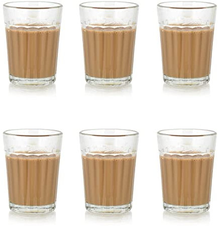Swadeshi Desire Tea Chai Milch Kaffee Kleine Glasbecher Becher Beste Artikel Home Geschirr Schneiden Chai Glas für Tee Kaffee Frauen Männer Mädchen Geschenk (Transparent, 6 Stück) (100ml - Tasse Set 6