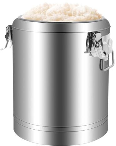 CHERIPOLI 20L/40L Thermobehälter für Essen, Isolierter Eimer Mit Deckel, Edelstahl Isolierkanne, für Kaffee Tee oder Glühwein, hält Speisen 12h heiß & 24h kalt (20L Kein Wasserhahn)