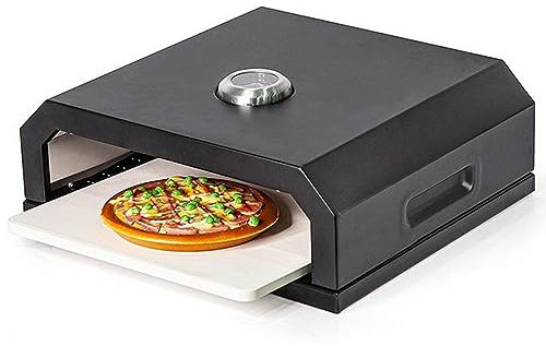 Horno de pizza portátil de 12 pulgadas para exteriores con termómetro, apto para hornos de carbón, eléctricos y de gas, ideal para camping y barbacoa