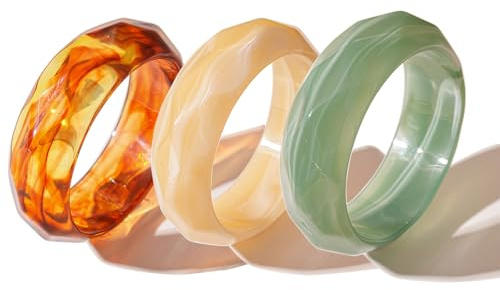 Integrity.1 3 Stück Retro Breites Geometrisches Armband Modisches, Buntes Geometrisches Klobiges Harzarmband, Robustes Harz Armreif, für Den Täglichen Gebrauch, Freizeitkleidung