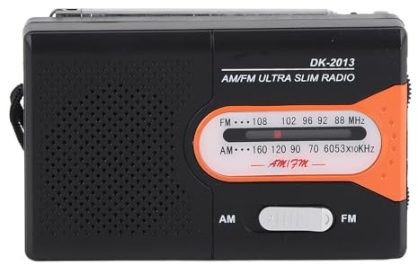 BONKZEBU Tragbares Radio, AM FM Pocket Transistor Radio mit Lautsprecher, Kopfhörerbuchse, Batteriebetriebene Batterie für Home Outdoor, Batterie Betrieben (Schwarzorange)