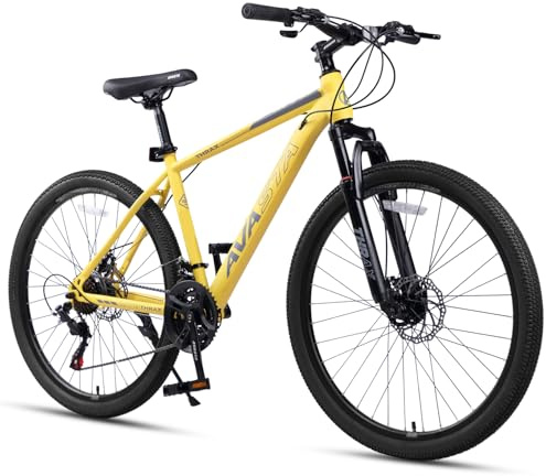 AVASTA 26/27,5-Zoll-Mountainbike für Männer und Frauen, Erwachsene, mit hochfestem Stahlrahmen und Doppelscheibenbremsen, Vorderradfederung, 21-Gang-Schaltung, verdeckten Bremszügen