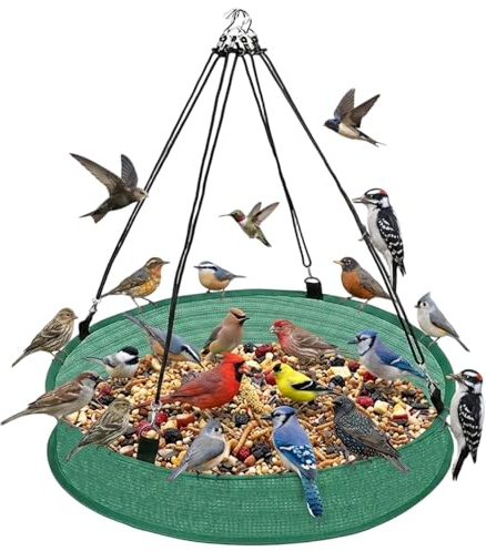 16 Bird Seed Catcher Tray, Bird Feeder Tray for Hanging Feeder, Large Breathable Mesh Platform with Fast Drainage, Outdoor Garden Ground Protector to Keep Lawn Clean, Wild Bird Feeding Station Base