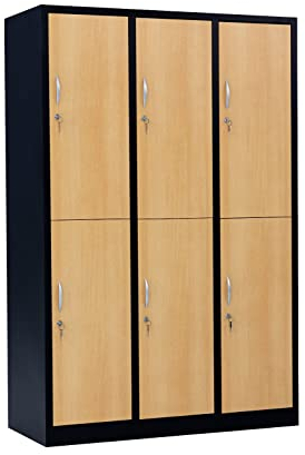 Furni 24 Garderobenschrank Schließfach Spind Umkleideschrank Kleiderschrank Abteilbreite 40 cm 6-türig fertig montiert Verschiedene Ausführungen verfügbar