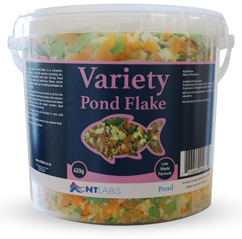 NT Labs Variety Pond Fish Food Complete Mixed Blend Flakes (600g) | Blend of nutritious flakes produces little waste yet remains highly palatable for garden pond fish species.