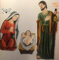 Krippenfiguren im 4-tlg. Set, Standfiguren in 100 cm, nahezu lebensgroße Ausführung der Heiligen Familie, feine Mimik, Maria, Josef und Jesus in der Krippe