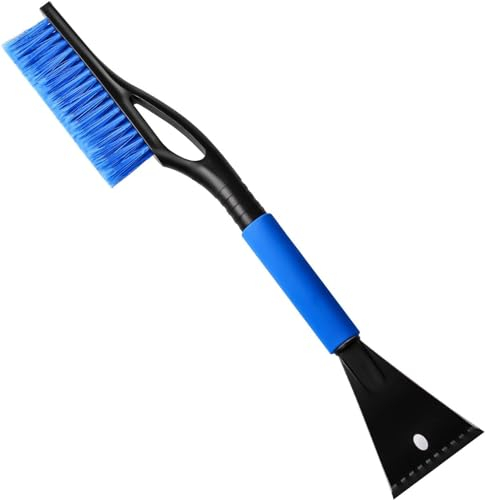 WIN.MAX Ice Scraper & Snow Brush 2in1 with non-slip Comfort Soft Grip Car Windscreen Cleaner Snow Remover and De-icer Tool (Blue)