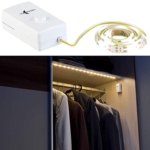 Lunartec Lichtband: Indoor-LED-Streifen, 18 LEDs, Schalter, Batteriebetrieb, 160 lm, 60 cm (mit Batterie und Schalter, Mini mit Batterie und, Glaskantenbeleuchtung)