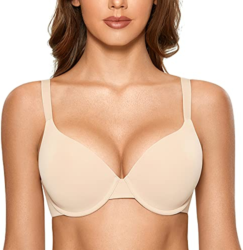 DOBREVA Donna Reggiseno Senza Cuciture Push Up Imbottito con Ferretto Coppa Completa Invisibile Beige 6D